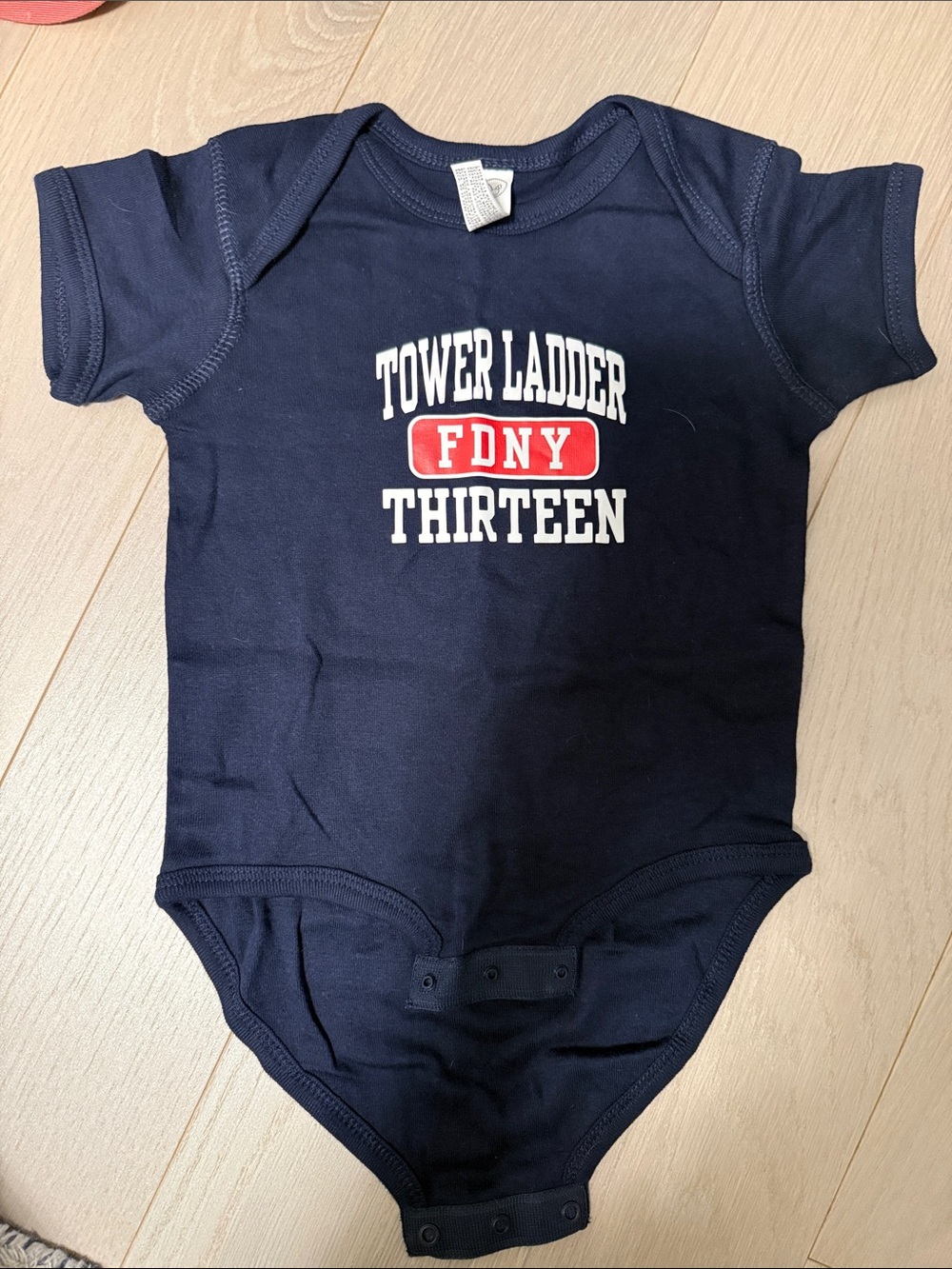 Rabbit Skins Navy FDNY Tower Ladder Thirteen Graphic Bodysuit